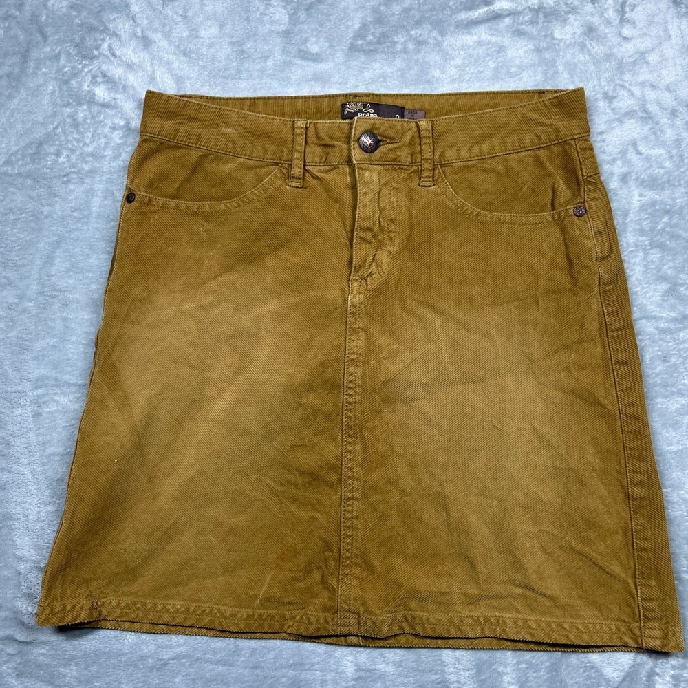 Prana Corduroy Mini Skirt Womens‎ 0 Mustard Tan Brown 5-Pocket Outdoor Gorpcore